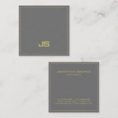 Trendy Elegant Monogram Plain Pearl Finish Luxe Vierkante Visitekaartje (Voorkant / Achterkant)