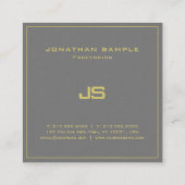 Trendy Elegant Monogram Plain Premium Thick Luxury Vierkante Visitekaartje (Achterkant)