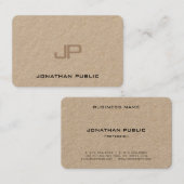 Trendy Elegant Monogram Premium Real Kraft Paper Visitekaartje (Voorkant / Achterkant)