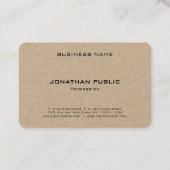 Trendy Elegant Monogram Premium Real Kraft Paper Visitekaartje (Achterkant)