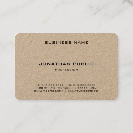 Trendy Elegant Monogram Premium Real Kraft Paper Visitekaartje (Achterkant)