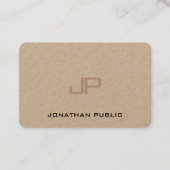 Trendy Elegant Monogram Premium Real Kraft Paper Visitekaartje (Voorkant)