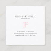Trendy Elegant Monogram Slank Design Luxe Modern Vierkante Visitekaartje (Achterkant)