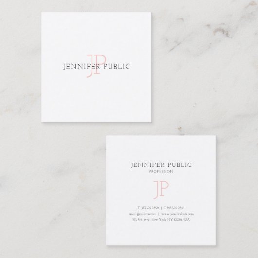 Trendy Elegant Monogram Slank Design Luxe Modern Vierkante Visitekaartje (Voorkant / Achterkant)