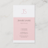 Trendy Elegant Monogram Slank Ontwerp Roze Plain Visitekaartje (Voorkant)