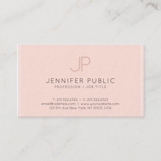 Trendy Elegant Monogrammed Blush Pink Luxury Visitekaartje (Achterkant)
