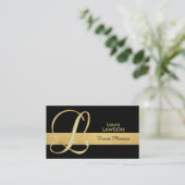 Trendy Elegant Monogrammed Gold Black Initiaal 'L' Visitekaartje (Staand voorkant)