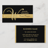 Trendy Elegant Monogrammed Gold Black Initiaal 'W' Visitekaartje (Voorkant / Achterkant)