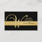 Trendy Elegant Monogrammed Gold Black Initiaal 'W' Visitekaartje (Voorkant)