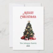 Trendy Elegant Niet foto Vrolijk Kerstmis Feestdagenkaart (Achterkant)