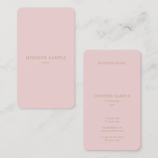 Trendy Elegant Pink Gold Text Simple Sjabloon Chic Visitekaartje (Voorkant / Achterkant)