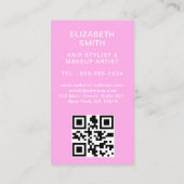 Trendy Elegant Pink Haarstylist Foto qr code Visitekaartje (Achterkant)