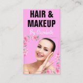 Trendy Elegant Pink Haarstylist Foto qr code Visitekaartje (Voorkant)