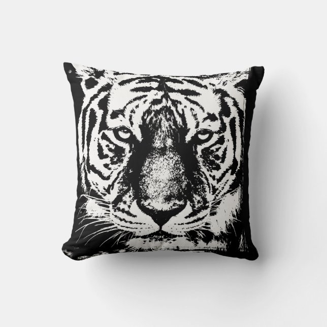 Trendy Elegant Pop Art Tiger Head Moderne Sjabloon Kussen (Voorkant)