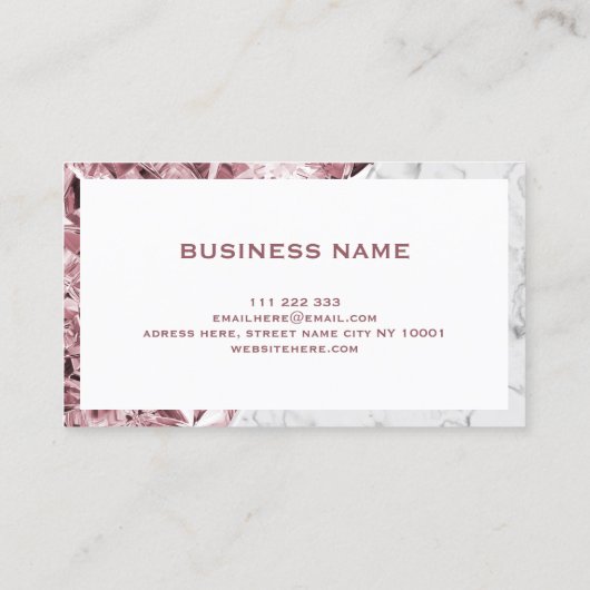 Trendy Elegant Realistic Pink Diamond White Marble Visitekaartje (Achterkant)