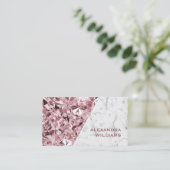 Trendy Elegant Realistic Pink Diamond White Marble Visitekaartje (Staand voorkant)