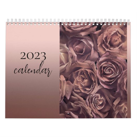 trendy elegant roos gold met bloemen 2023 kalender (Hoes)