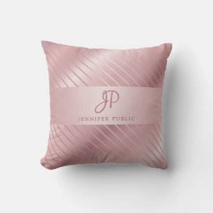 Trendy Elegant Roos Gold Sjabloon Monogramed Kussen