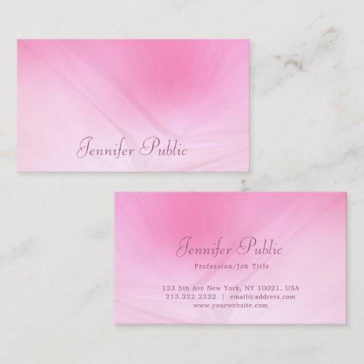 Trendy Elegant Roze Sjabloon Handgeschreven Script Visitekaartje (Voorkant / Achterkant)