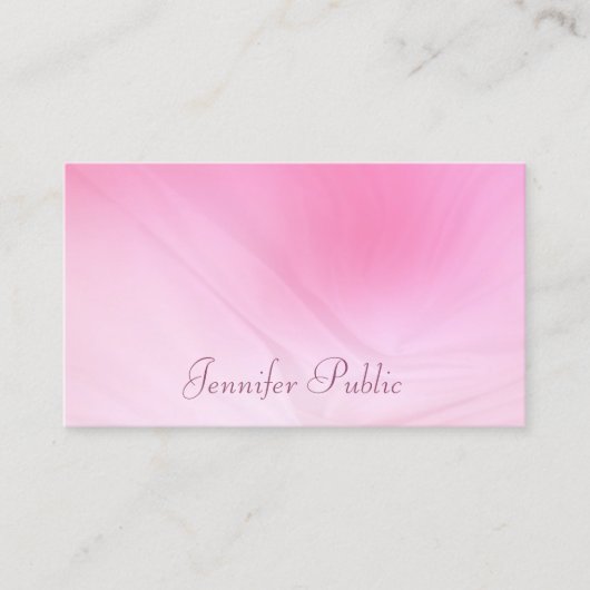 Trendy Elegant Roze Sjabloon Handgeschreven Script Visitekaartje (Voorkant)