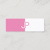 Trendy Elegant Roze Wit Monogrammed Sjabloon Mini Visitekaartje (Voorkant)
