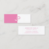 Trendy Elegant Roze Wit Monogrammed Sjabloon Mini Visitekaartje (Voorkant / Achterkant)