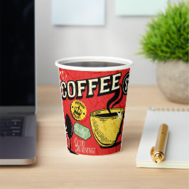 Trendy elegant rustic coffee lovers red  papieren bekers