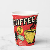 Trendy elegant rustic coffee lovers red  papieren bekers (Achterkant)