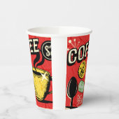 Trendy elegant rustic coffee lovers red  papieren bekers (Links)