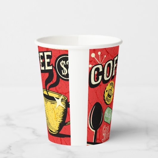 Trendy elegant rustic coffee lovers red  papieren bekers (Links)