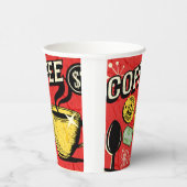 Trendy elegant rustic coffee lovers red  papieren bekers (Rechts)