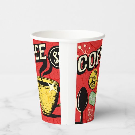 Trendy elegant rustic coffee lovers red papieren bekers (Rechts)