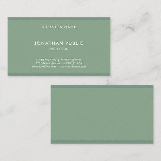 Trendy Elegant Sage Green Modern Professional Cool Visitekaartje (Voorkant / Achterkant)