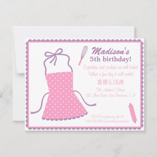 Trendy Elegant Schort Koken Bakken Verjaardagsfees Kaart (Voorkant)