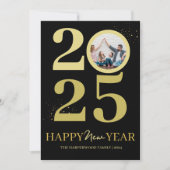 Trendy Elegant Script Happy New Year One Foto Feestdagenkaart