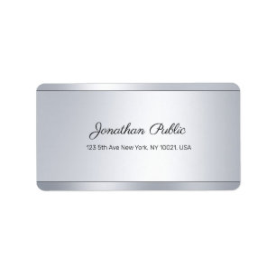 Trendy Elegant Script Silver Sjabloon Cool Address Etiket