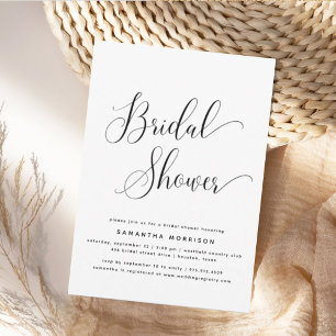 Trendy Elegant Script Zwart-wit Vrijgezellenfeest Kaart