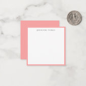 Trendy Elegant Simple Blush Pink & White Name Notitiekaartje (Voorkant / Achterkant in situ)