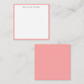 Trendy Elegant Simple Blush Pink & White Name Notitiekaartje (Voorkant / Achterkant)