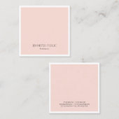 Trendy Elegant Simple Design Blush Pink Luxe Vierkante Visitekaartje (Voorkant / Achterkant)