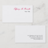 Trendy Elegant Simple Pink White Chic Unique Visitekaartje (Voorkant / Achterkant)