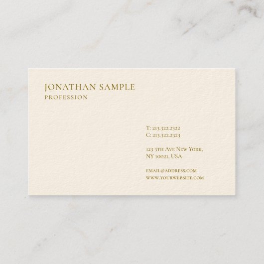 Trendy Elegant Simple Template Gold Text Deluxe Visitekaartje (Achterkant)