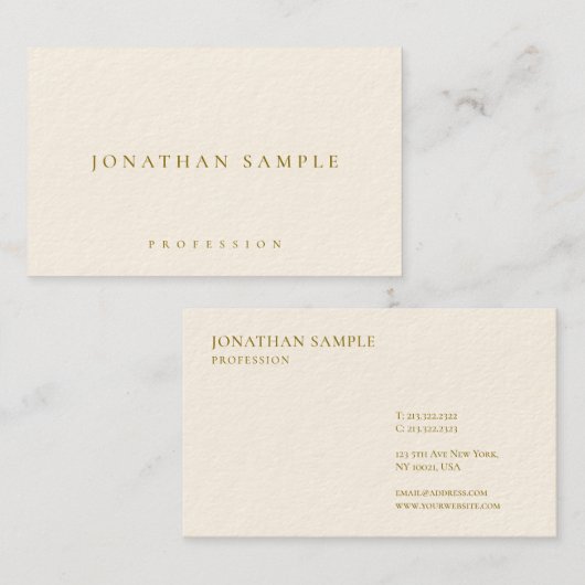 Trendy Elegant Simple Template Gold Text Deluxe Visitekaartje (Voorkant / Achterkant)