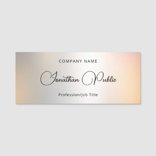 Trendy Elegant Sjabloon Silver Custom Typografie Naamplaatje (Voorkant)