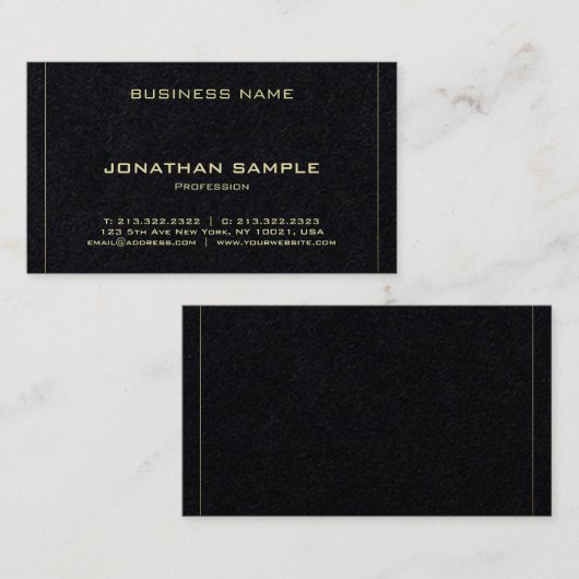 Trendy Elegant Sleek Black Gold Design Luxe Visitekaartje (Voorkant / Achterkant)