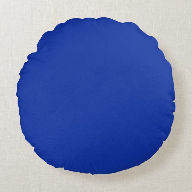 Trendy Elegant Solid Royal Blue Rond Kussen (Voorkant)