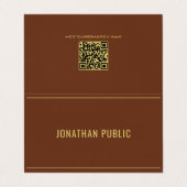 Trendy Elegant Template Folded Gold Text Brown Visitekaartje (Buitenkant ongevouwen)