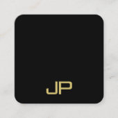 Trendy Elegant Template Monogram Black And Gold Vierkante Visitekaartje (Voorkant)