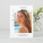 Trendy Elegant Two Photo Afstuderen Aankondiging (Staand voorkant)