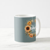 Trendy Elegant Waterverf Bloemen Monogram Koffiemok (Voorkant rechts)